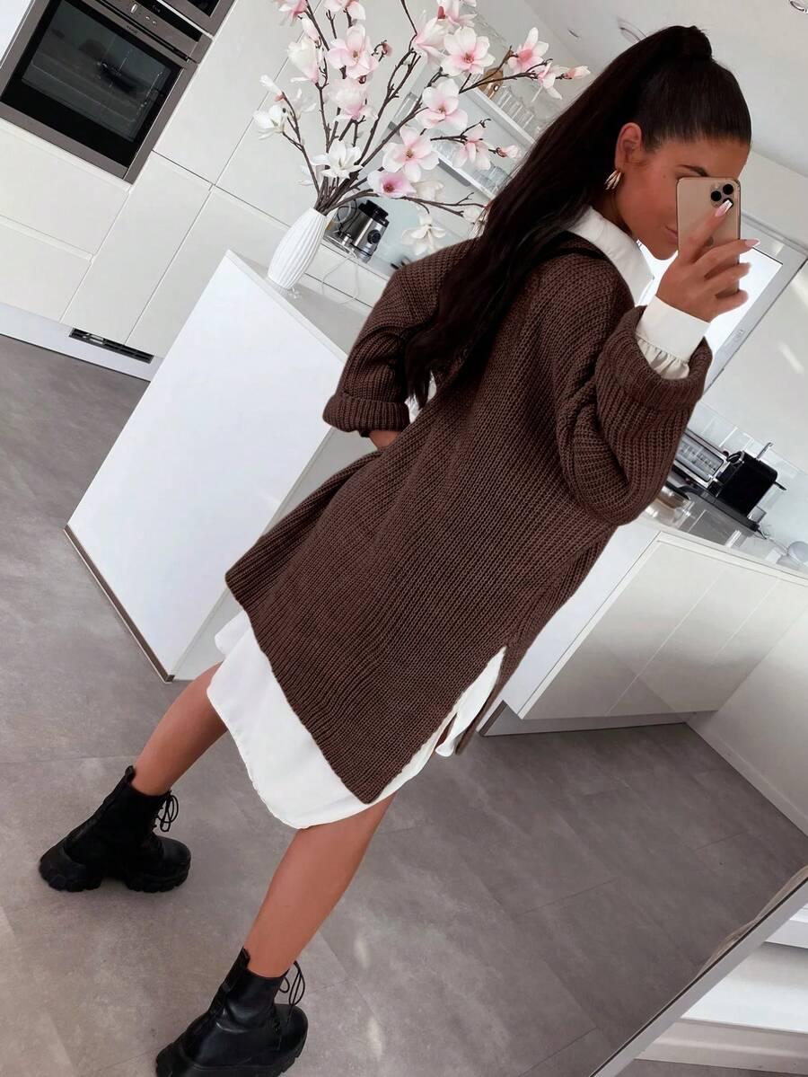 brązowy sweter oversize