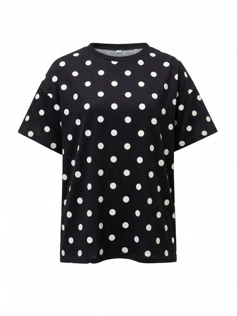 CZARNY T-SHIRT okrągły dekolt