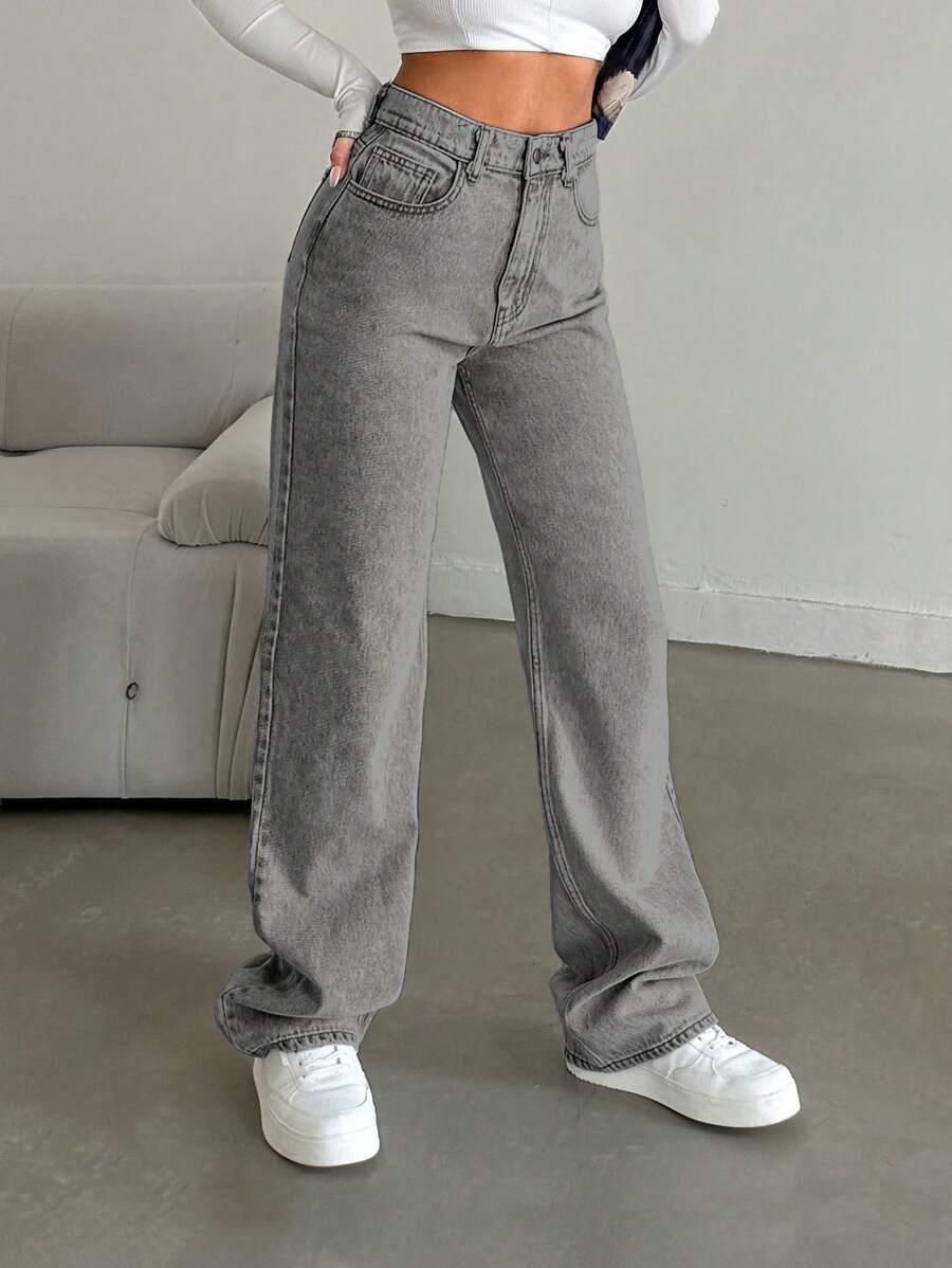 SZARE SPODNIE JEANS 