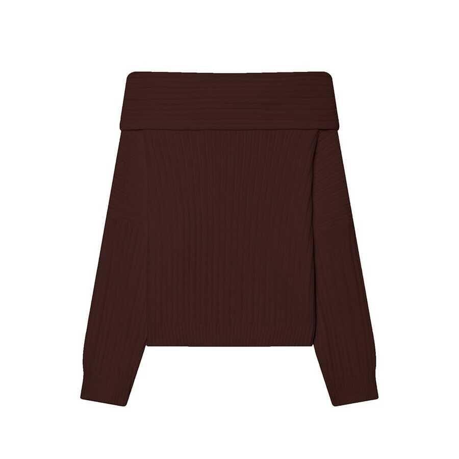 brązowy sweter długi rękaw 