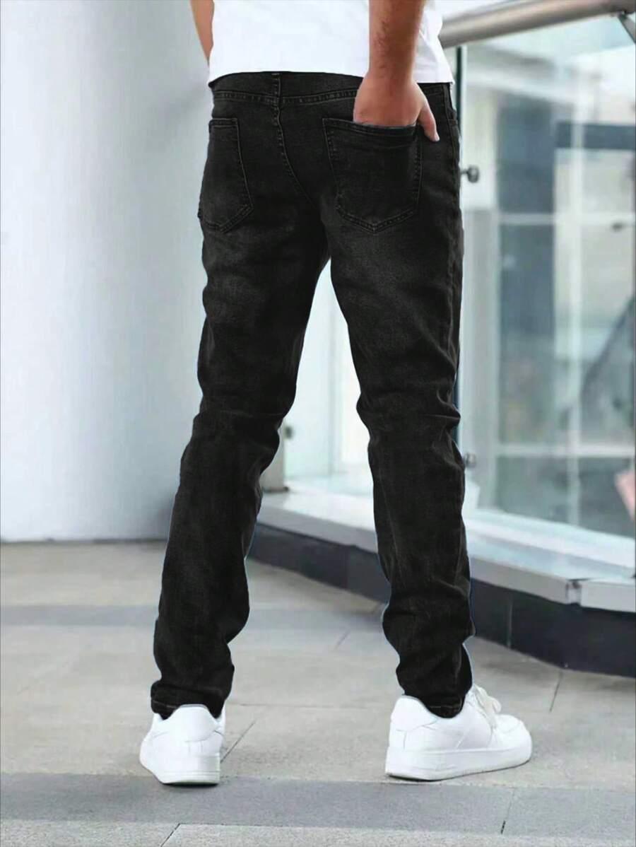czarne spodnie jeans zamek kieszenie