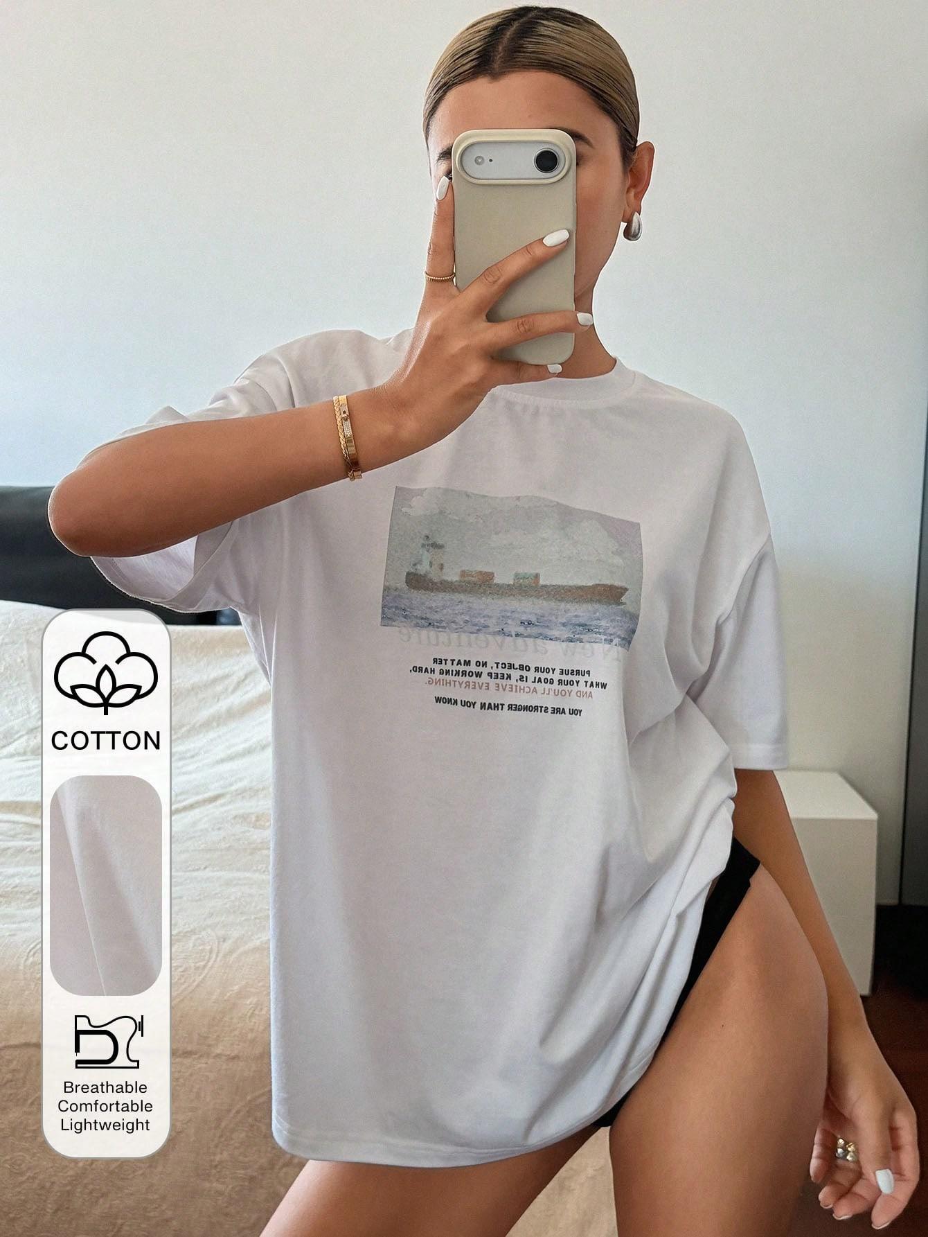 T-SHIRT DAMSKI Z NADRUKIEM