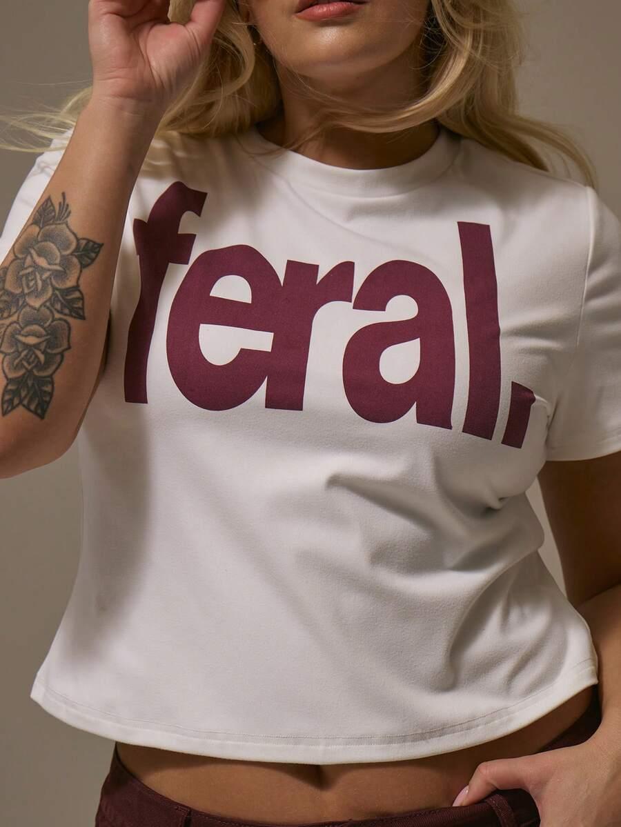 biały t-shirt napis