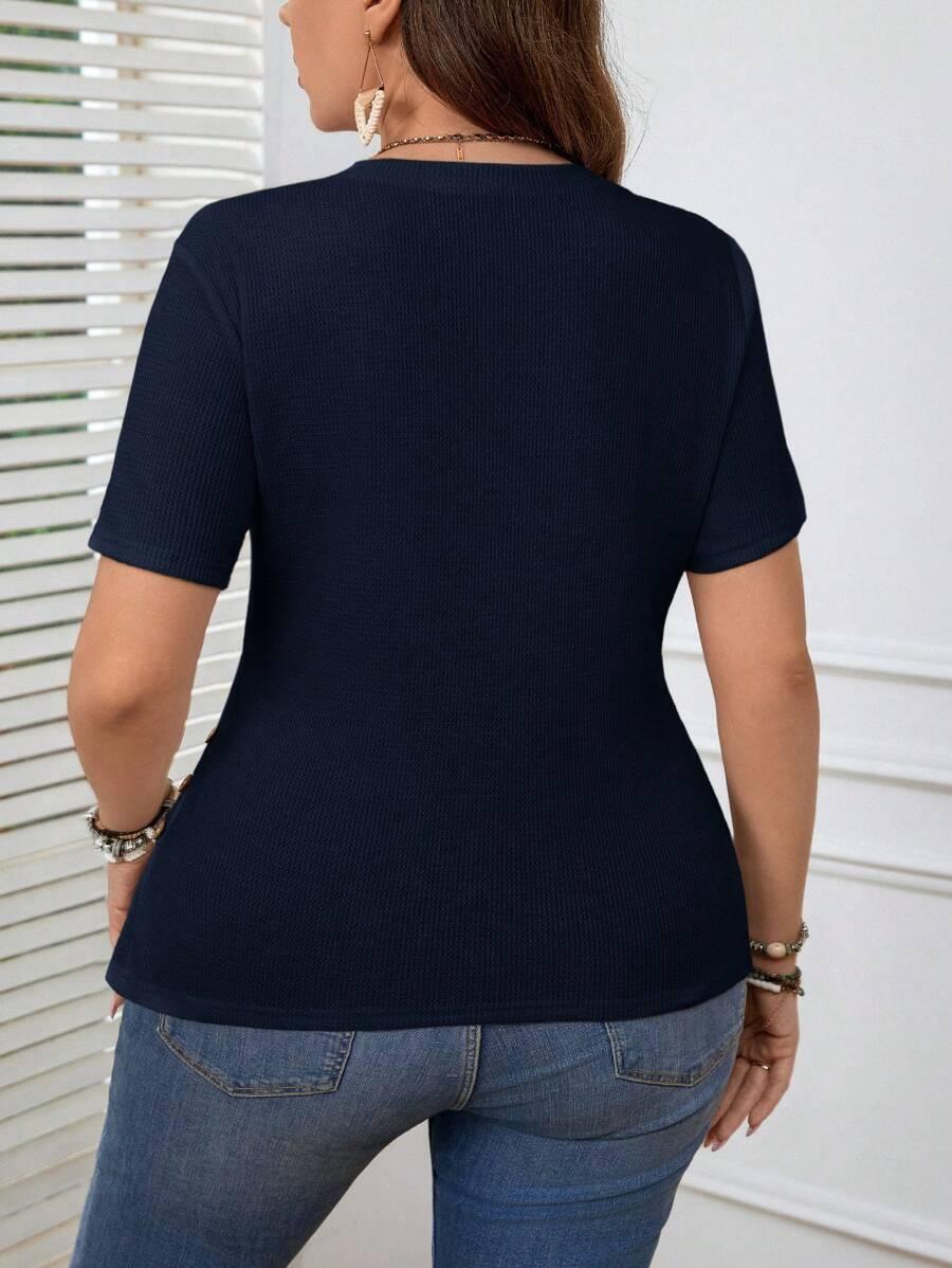 granatowa bluzka v-neck 