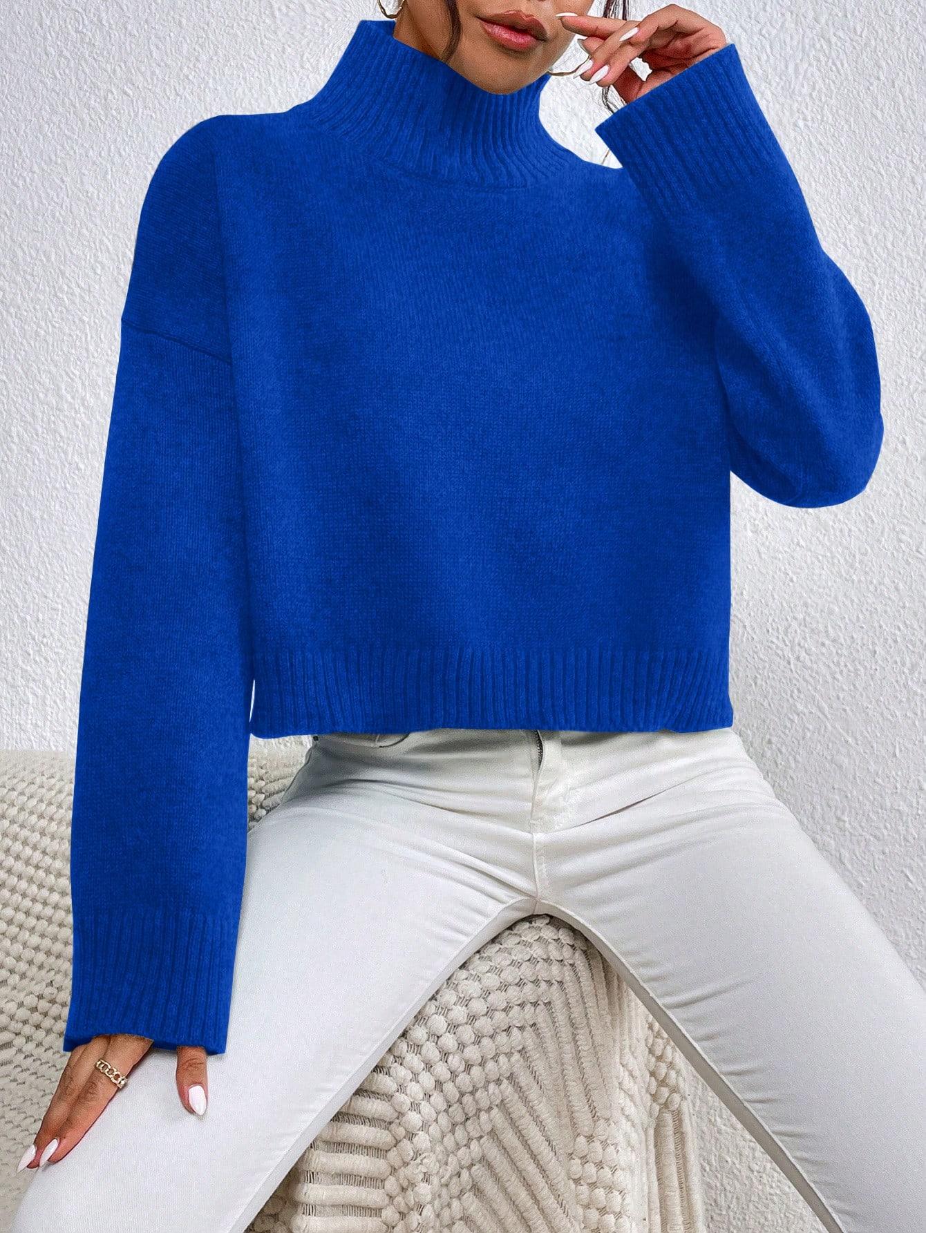 NIEBIESKI DZIANINOWY SWETER