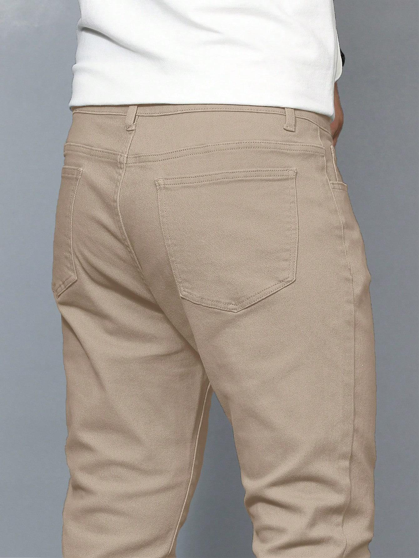 beżowe spodnie jeans 