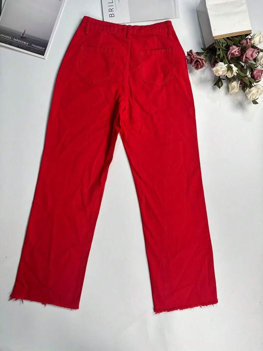 CZERWONE SPODNIE JEANS