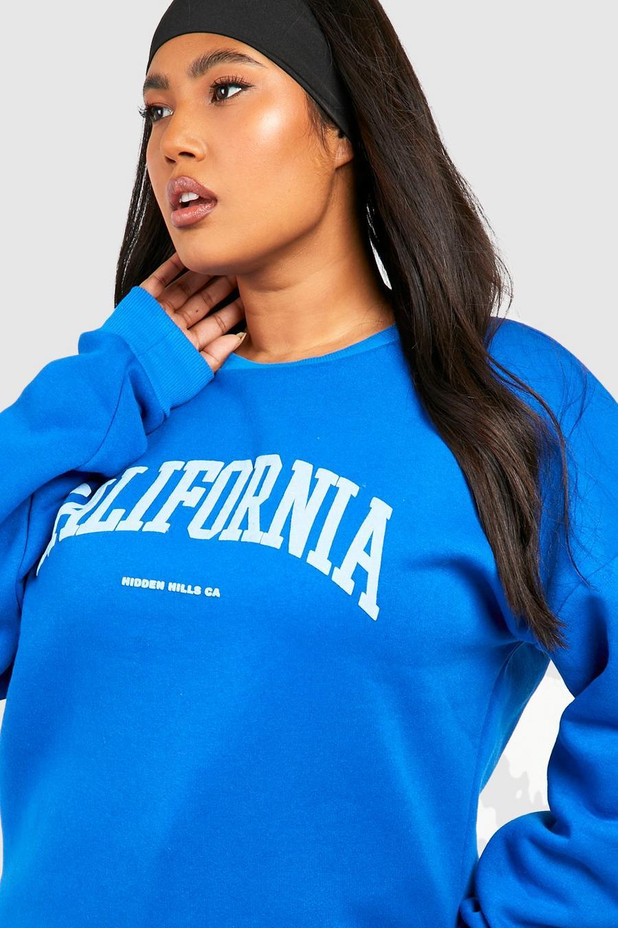 beżowa bluza oversize napis california okrągły dekolt