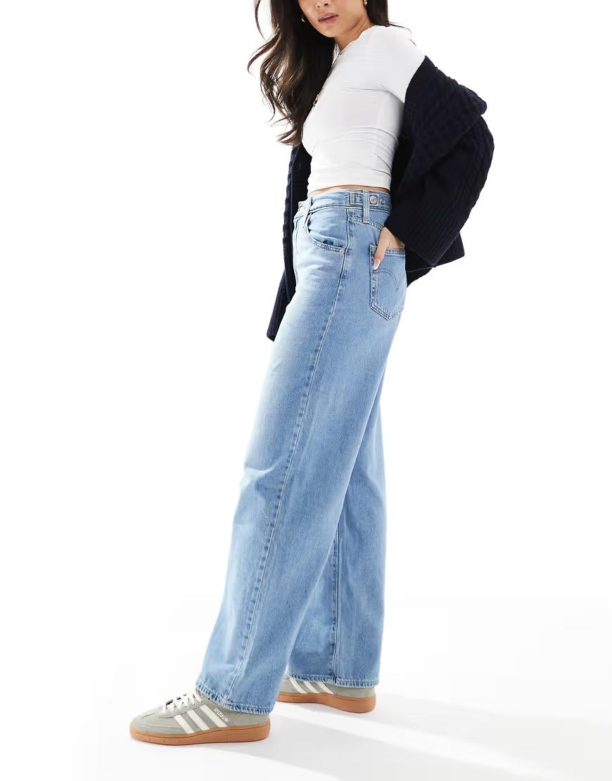 NIEBIESKIE SPODNIE JEANS SZEROKIE NOGAWKI