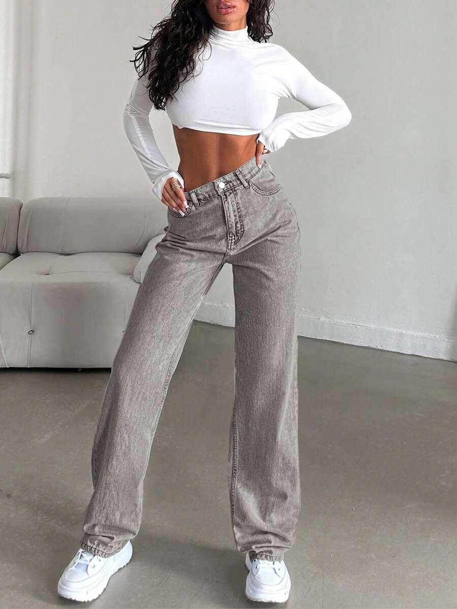 SZARE SPODNIE JEANS 