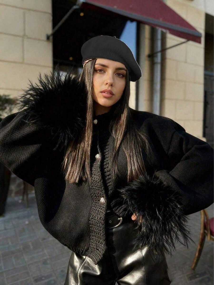 CZARNY SWETER KARDIGAN 