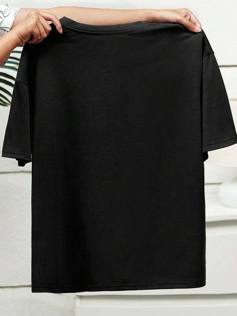 czarny t-shirt nadruk