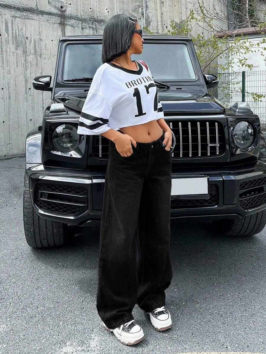 CZARNE SPODNIE JEANS