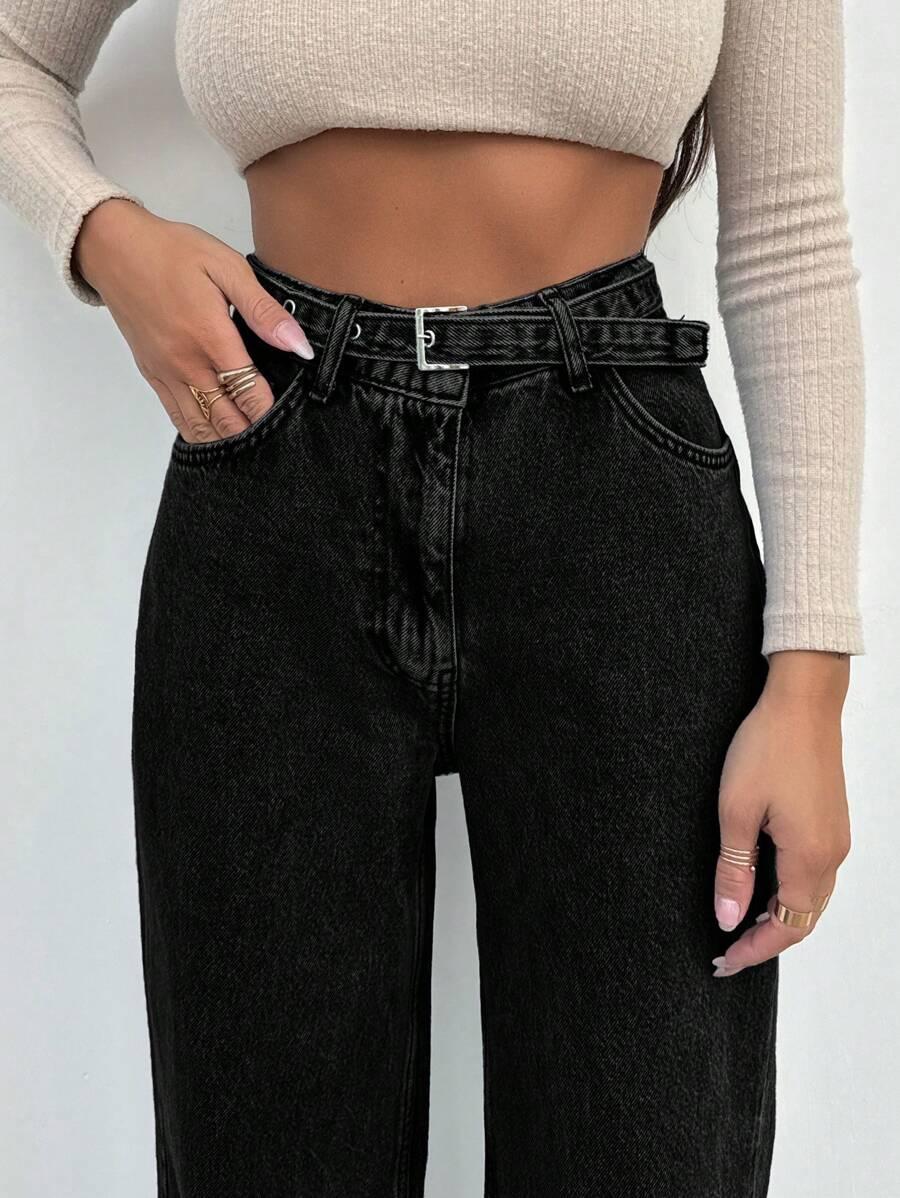 CZARNE SPODNIE JEANS 