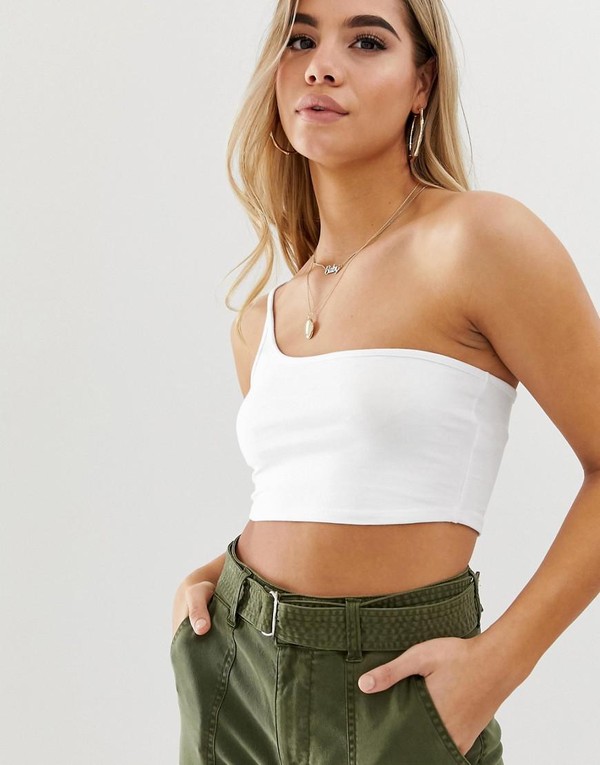 ASYMETRYCZNY BIAŁY CROP TOP