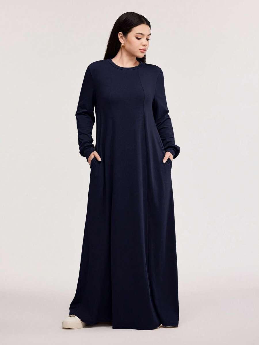 niebieska sukienka maxi