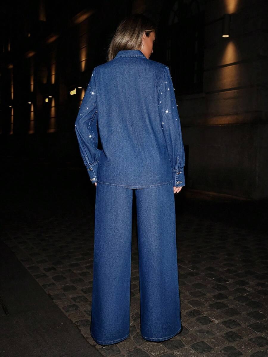 komplet bluzka spodnie jeans