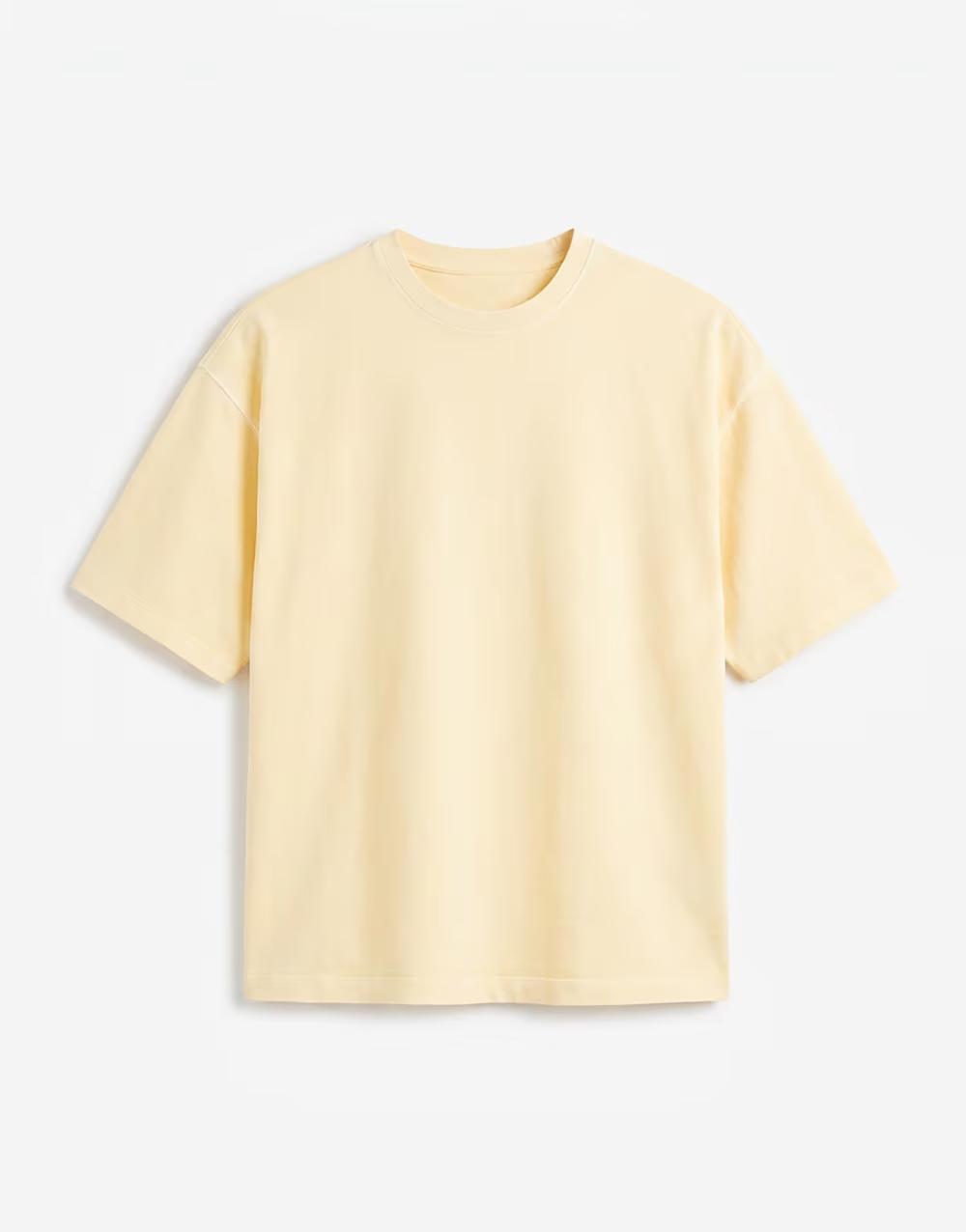 żółty t-shirt okrągły dekolt