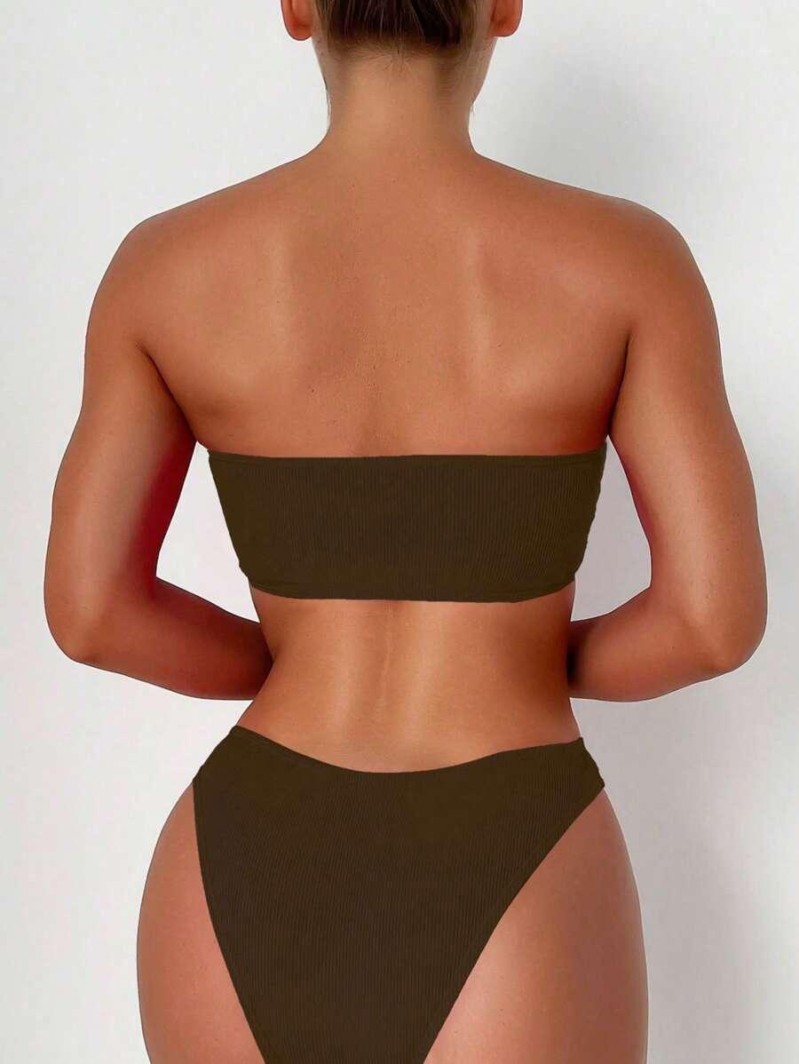 brązowy prążkowany dół od bikini 