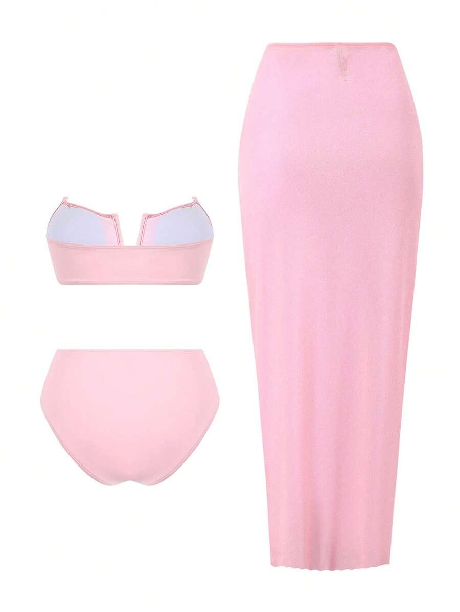 różowy dół od bikini pareo
