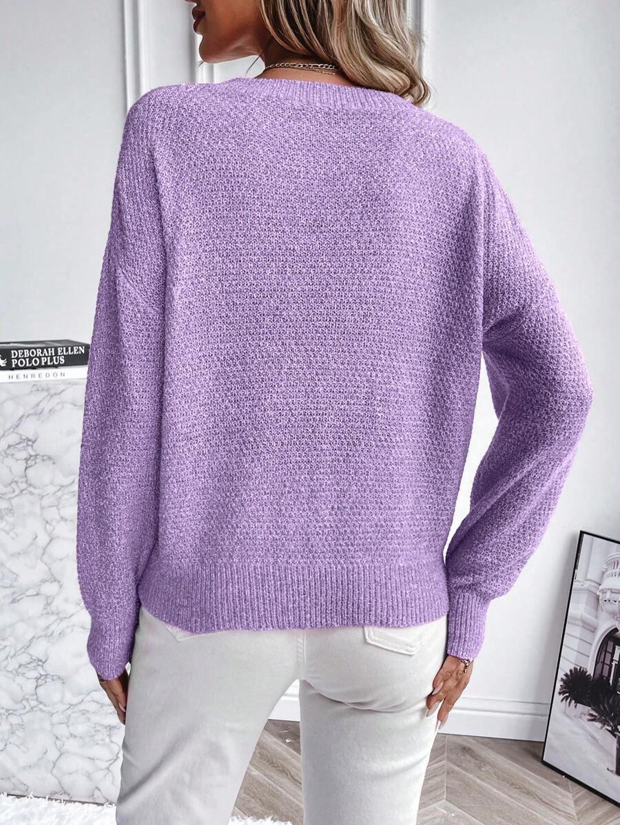 FIOLETOWY DZIANINOWY SWETER
