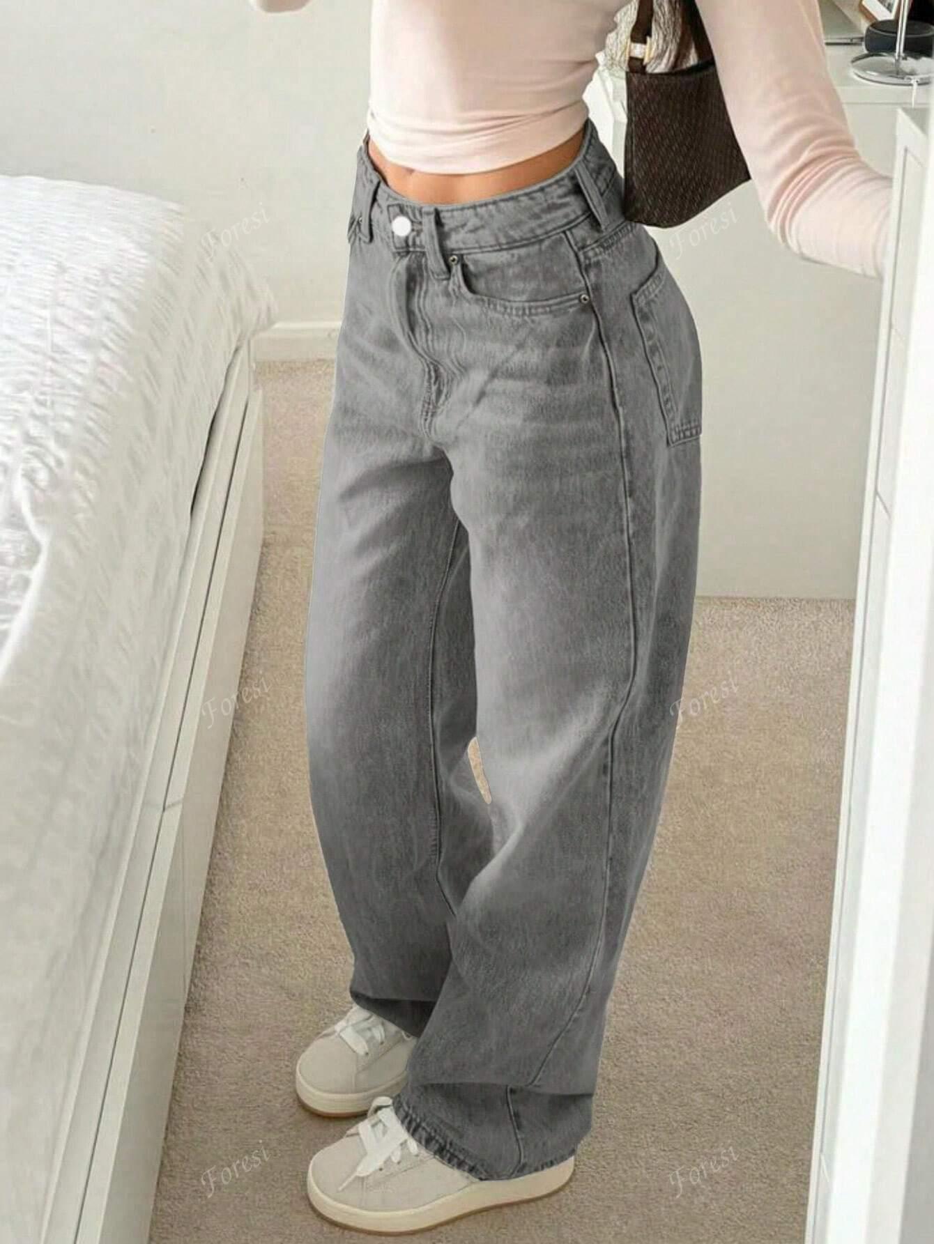 SZARE SPODNIE JEANS 