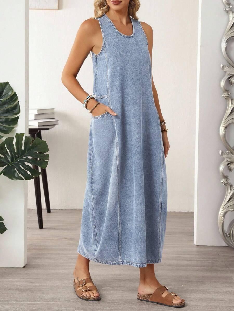 SUKIENKA BEZ RĘKAWÓW jeans