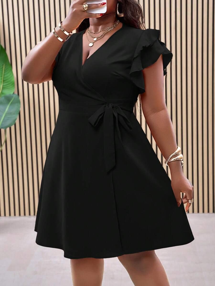 CZARNA SUKIENKA V-NECK