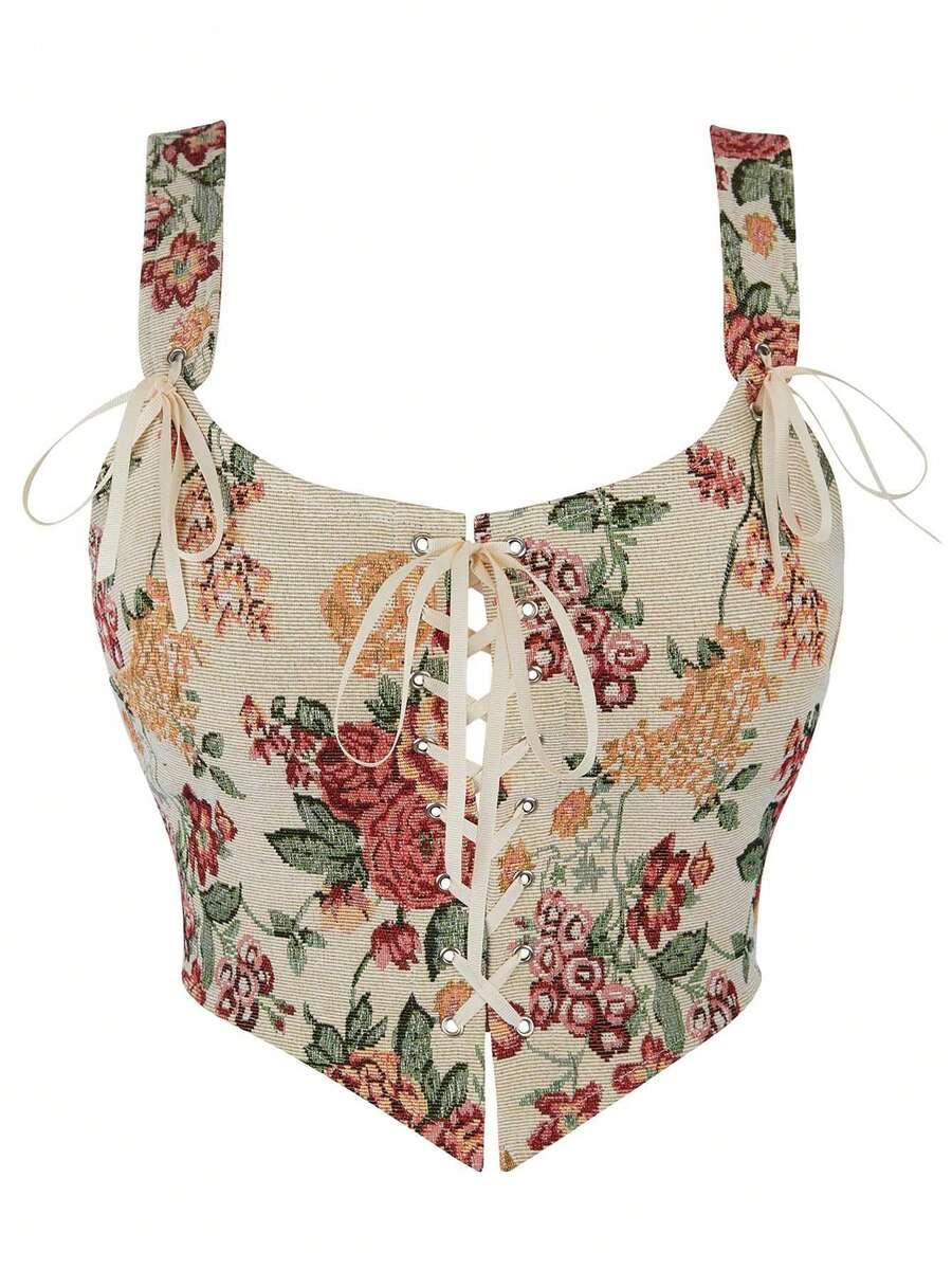 WIĄZANY TOP W KWIATY 