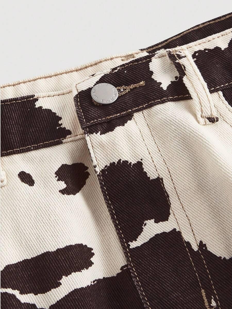 JEANSOWA MINI SPÓDNICA ANIMAL PRINT 
