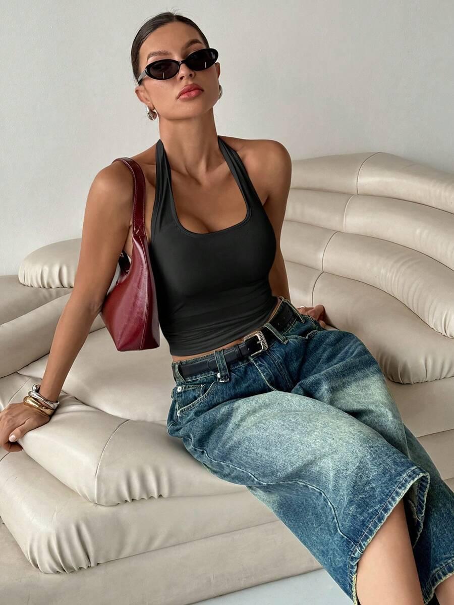 CZARNY TOP CASUAL