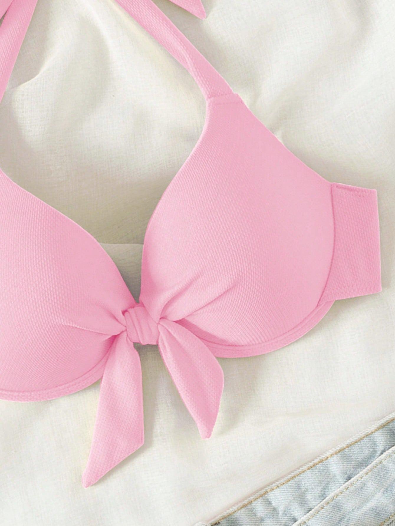 RÓŻOWA GÓRA OD BIKINI WIAZANIE
