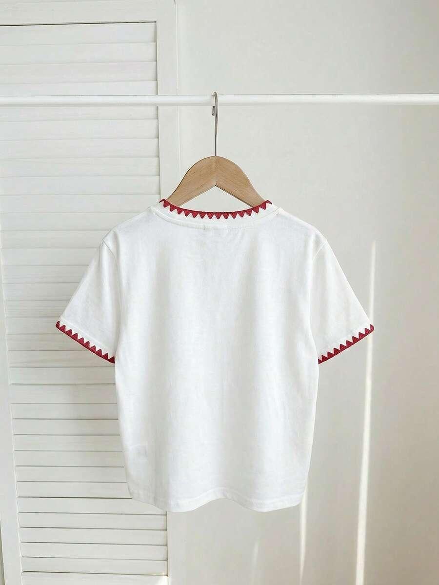 BIAŁY T-SHIRT OKRĄGŁY DEKOLT NADRUK