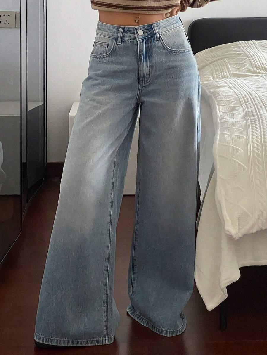 NIEBIESKIE PROSTE SPODNIE JEANS