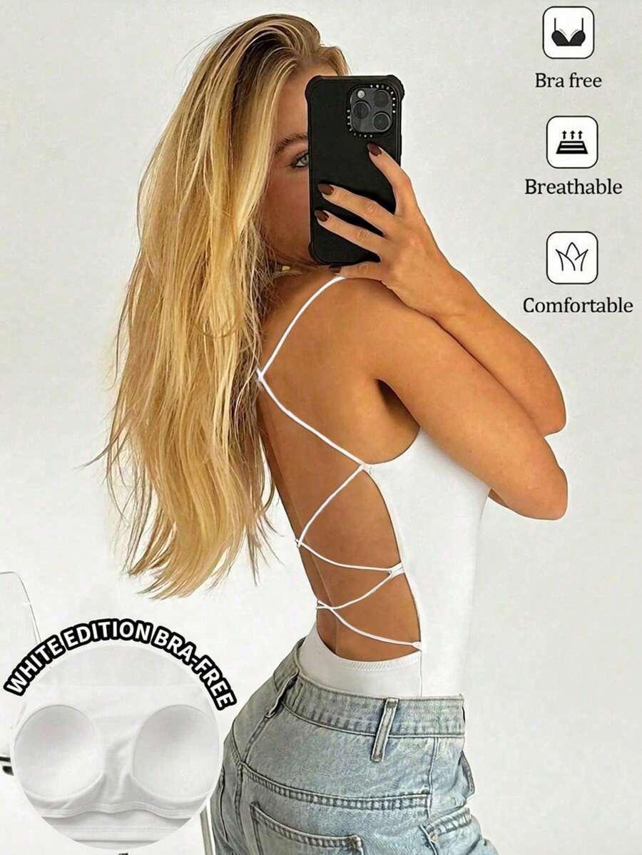 biały top odkryte plecy