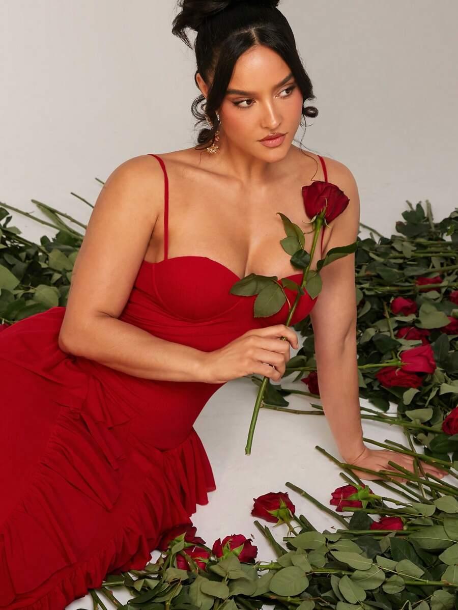 czerwona maxi sukienka