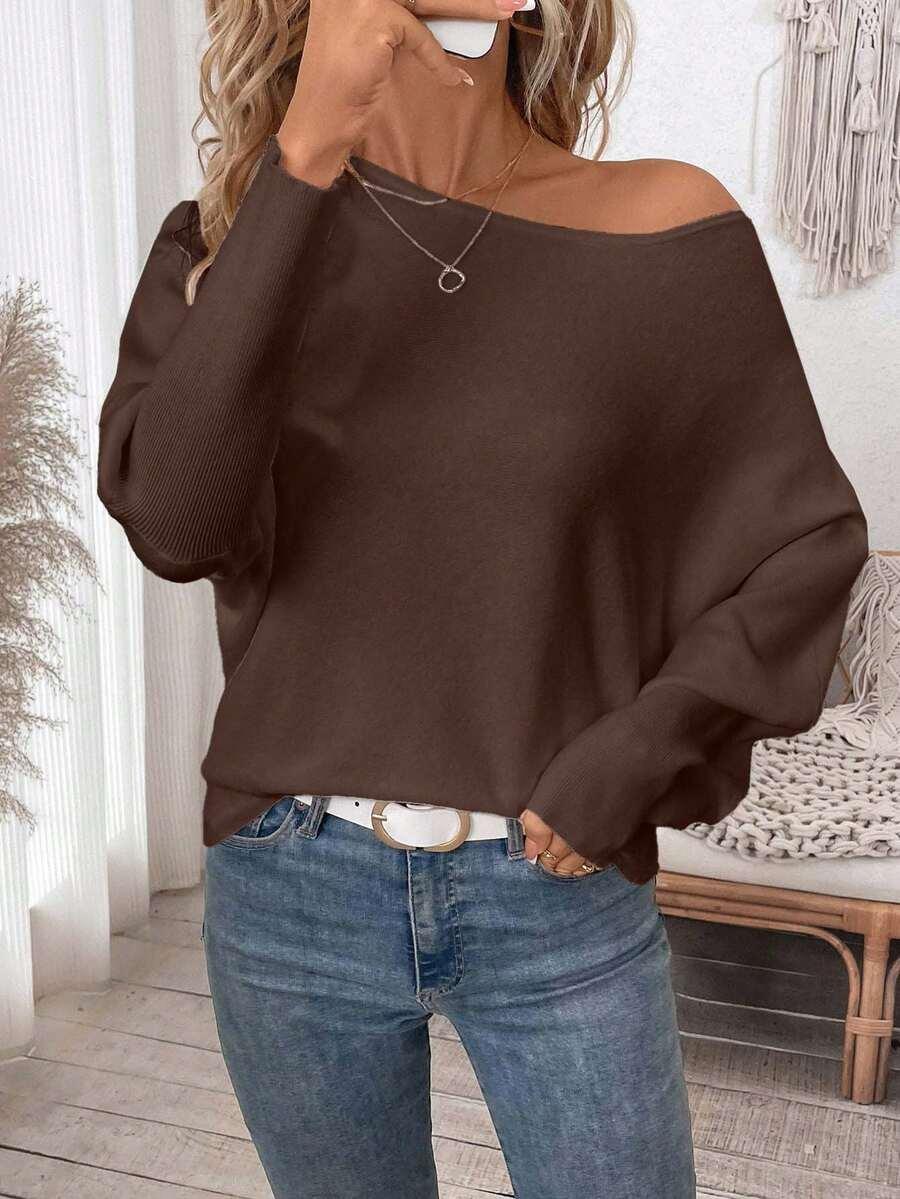 BRĄZOWY SWETER DŁUGI RĘKAW