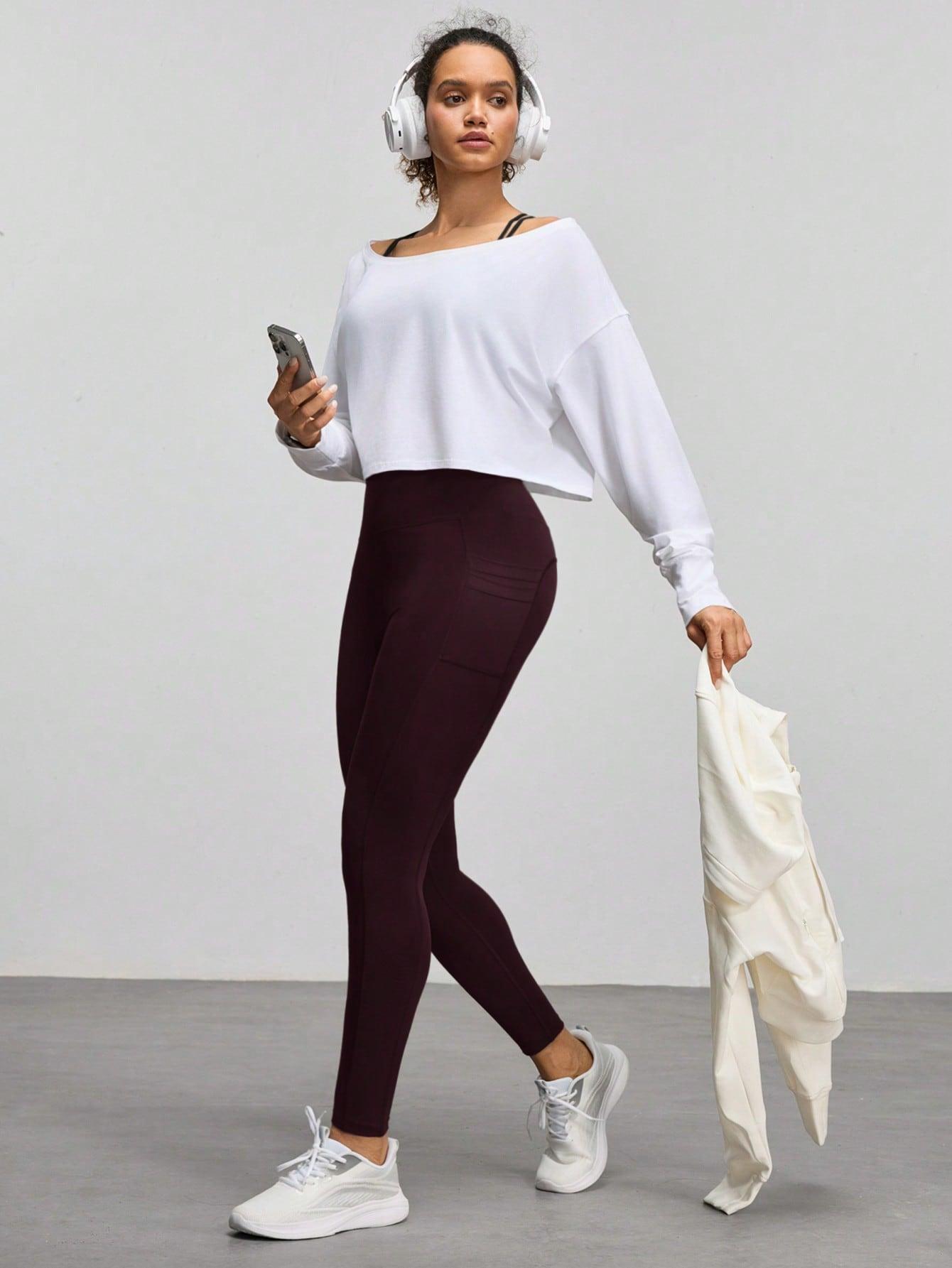 bordowe legginsy wysoki stan
