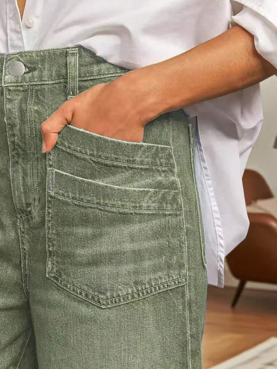 SPODNIE JEANSY DAMSKIE REGULAR WYSOKI STAN BAWEŁNA