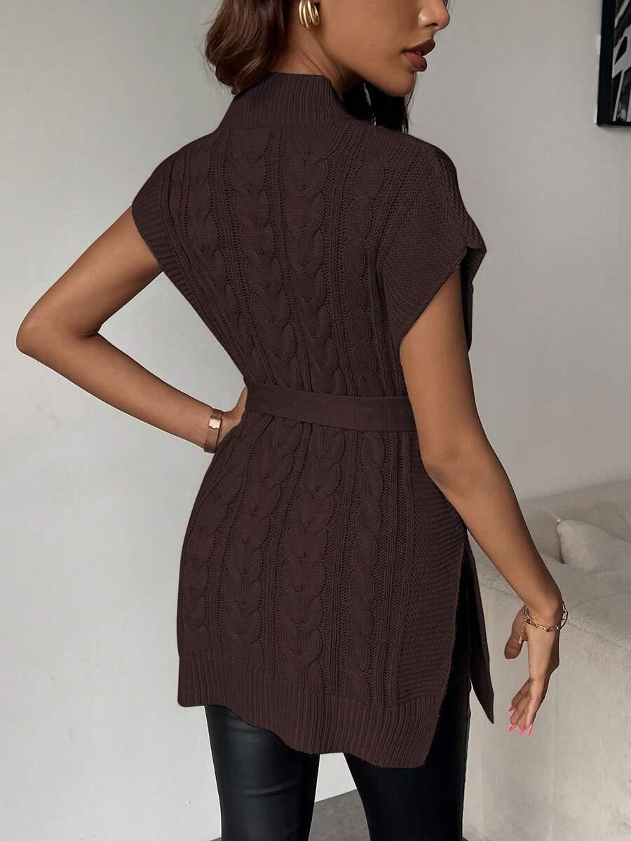 BRĄZOWY SWETER BEZ RĘKAWÓW