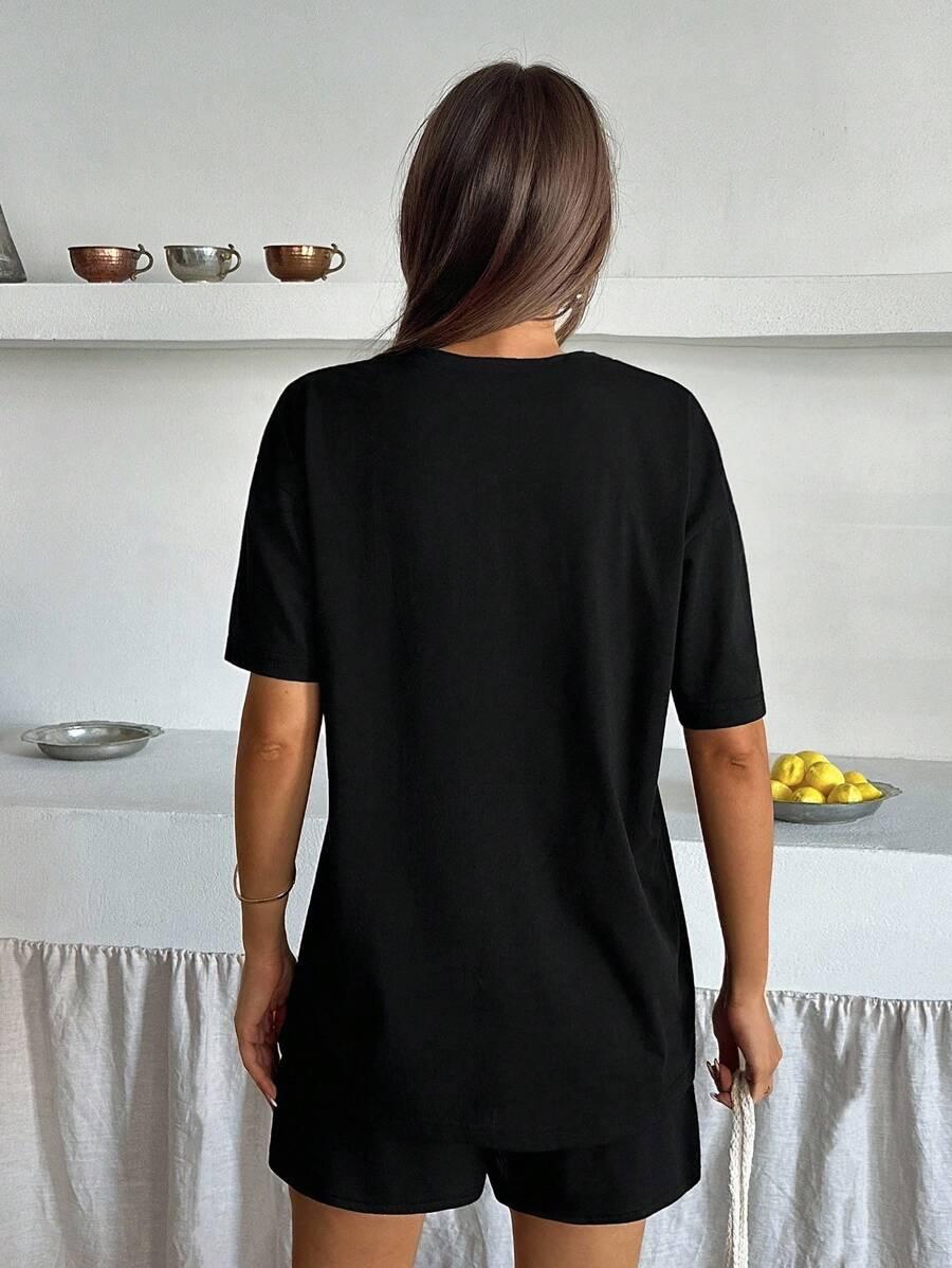 czarny t-shirt kieszeń