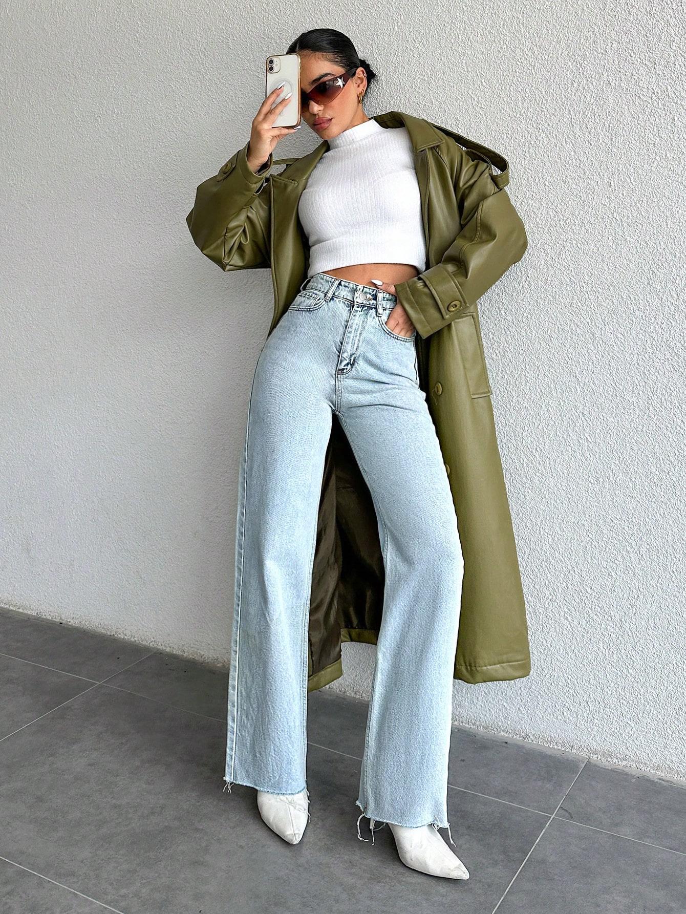 NIEBIESKIE PROSTE SPODNIE JEANS