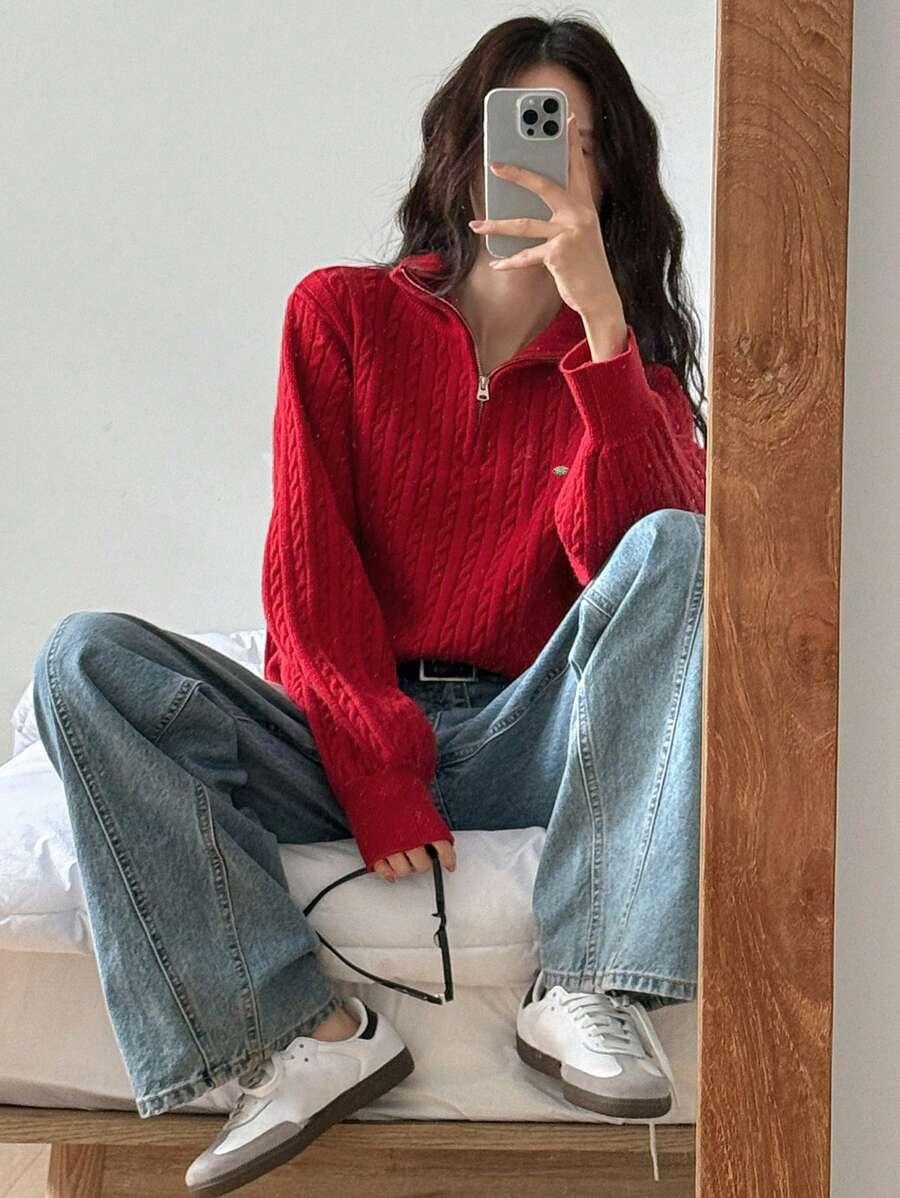 CZERWONY SWETER STÓJKA 