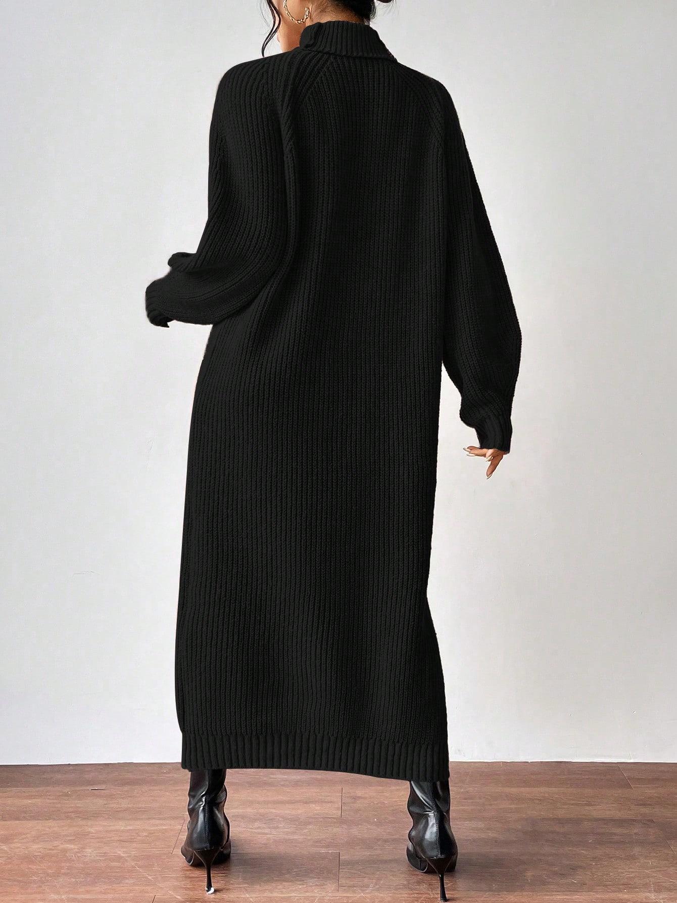 CZARNA DZIANINOWA SUKIENKA OVERSIZE GOLF