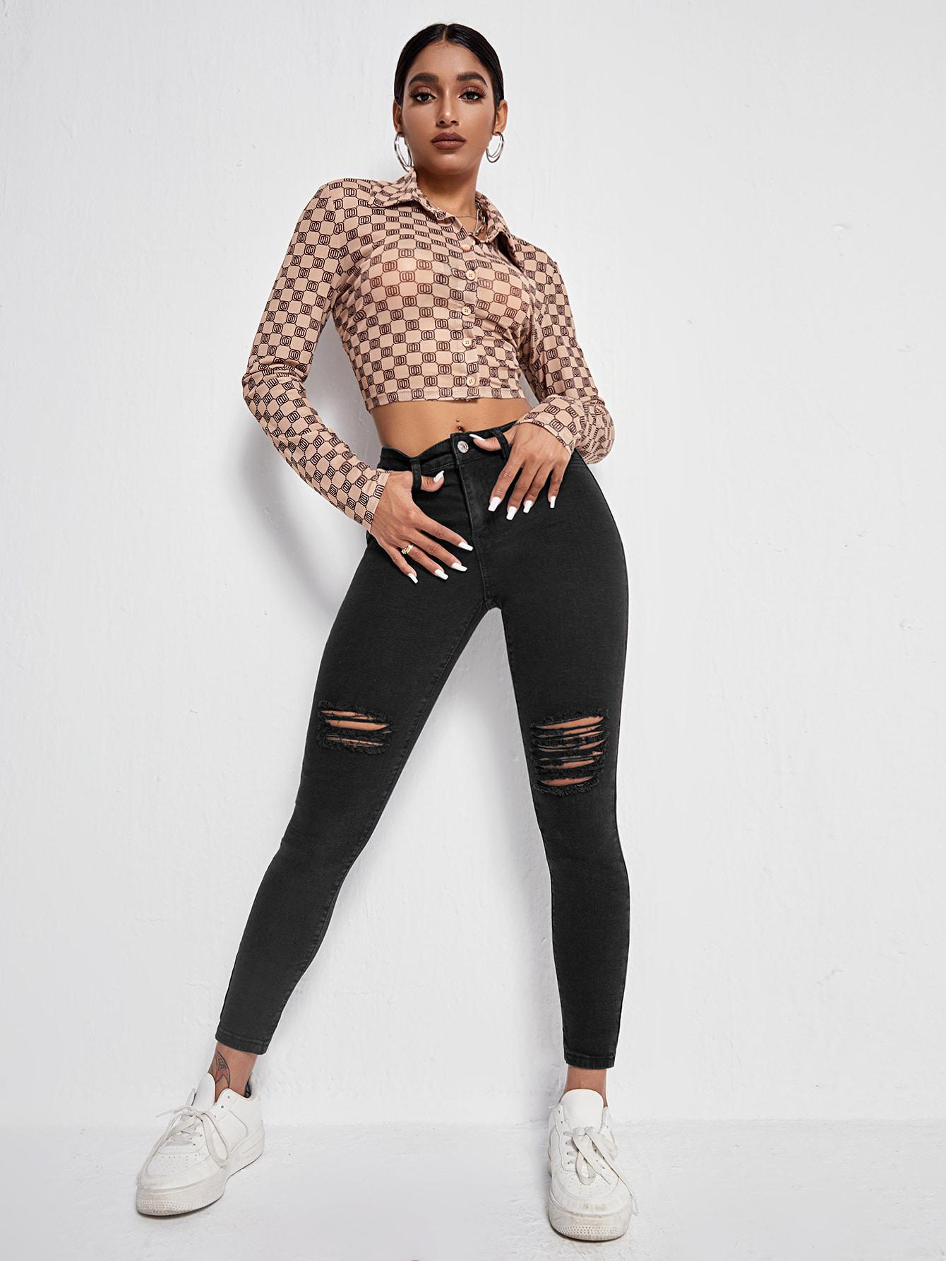 SPODNIE JEANS RURKI RIPPED