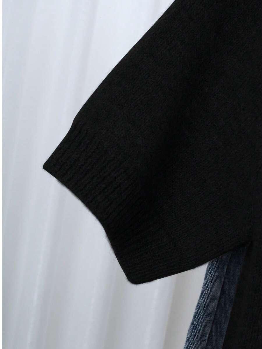 czarny sweter guziki 
