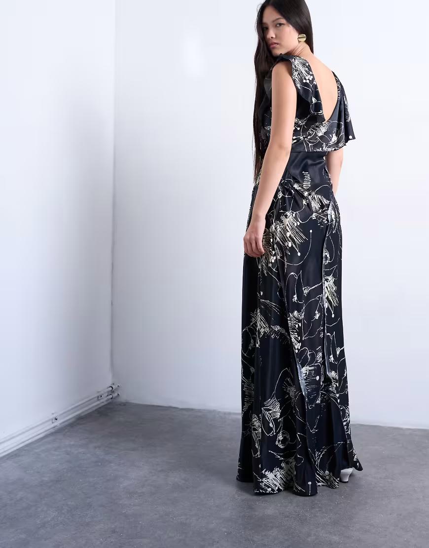 maxi sukienka v-neck print