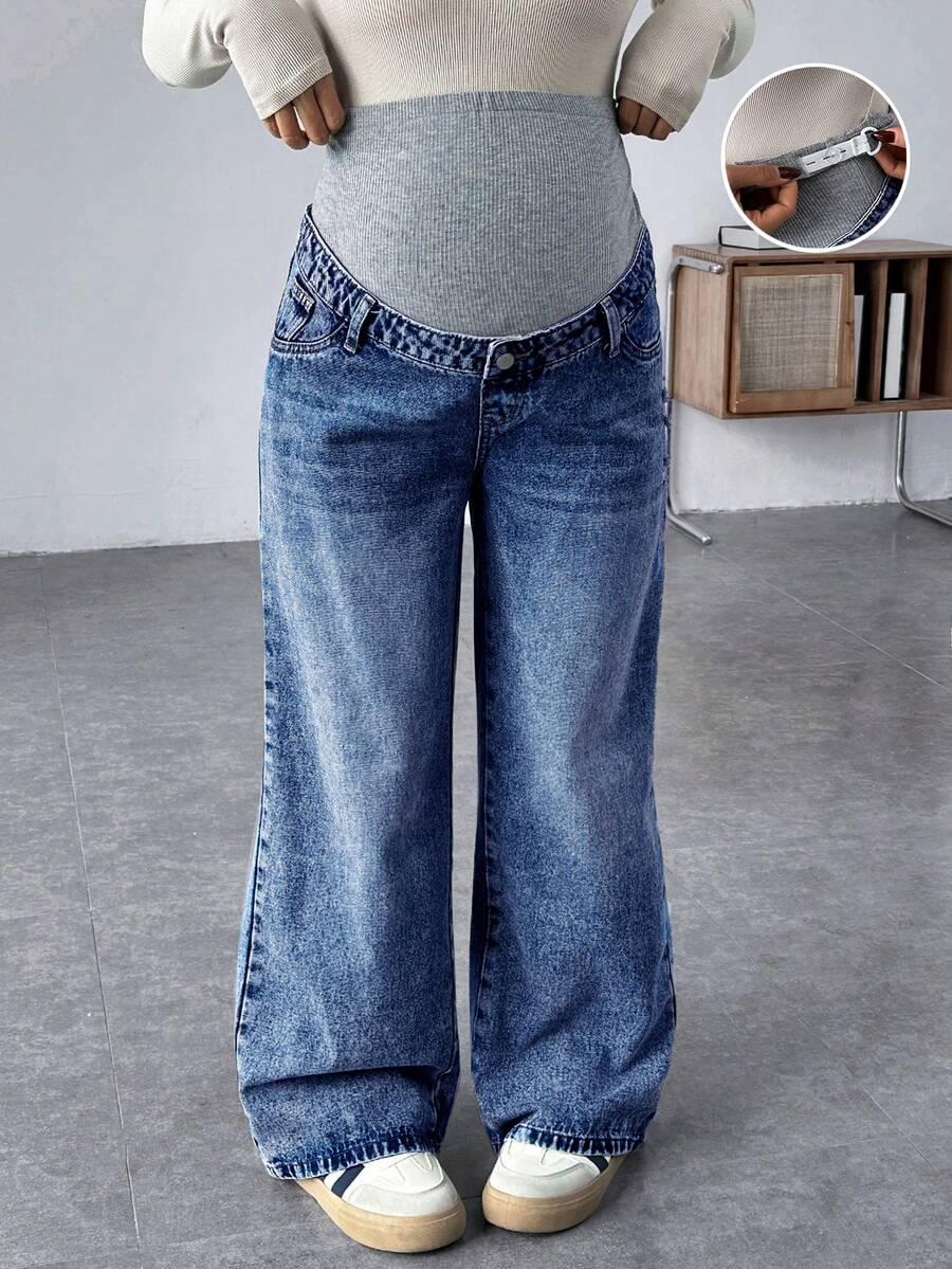 NIEBIESKIE SPODNIE CIĄŻOWE JEANS