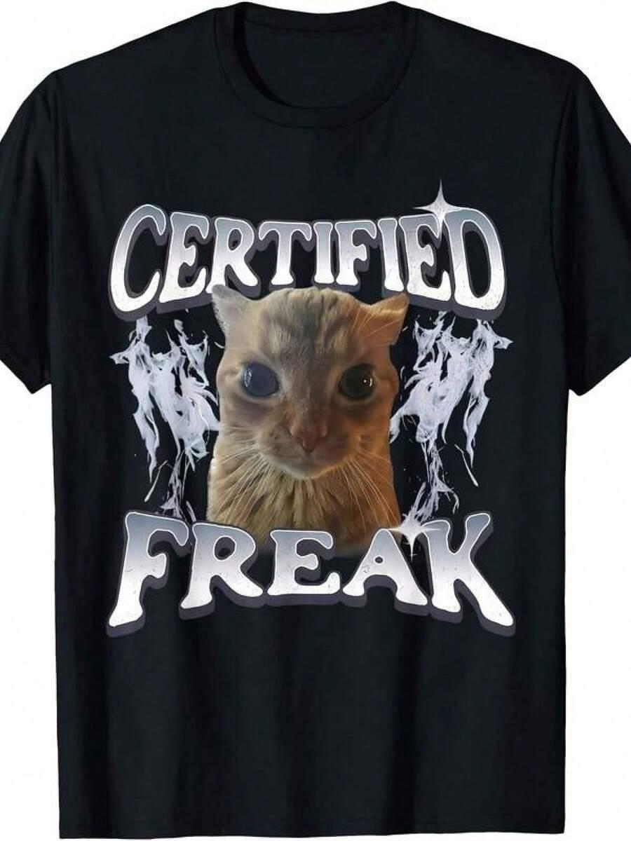czarny t-shirt z nadrukiem