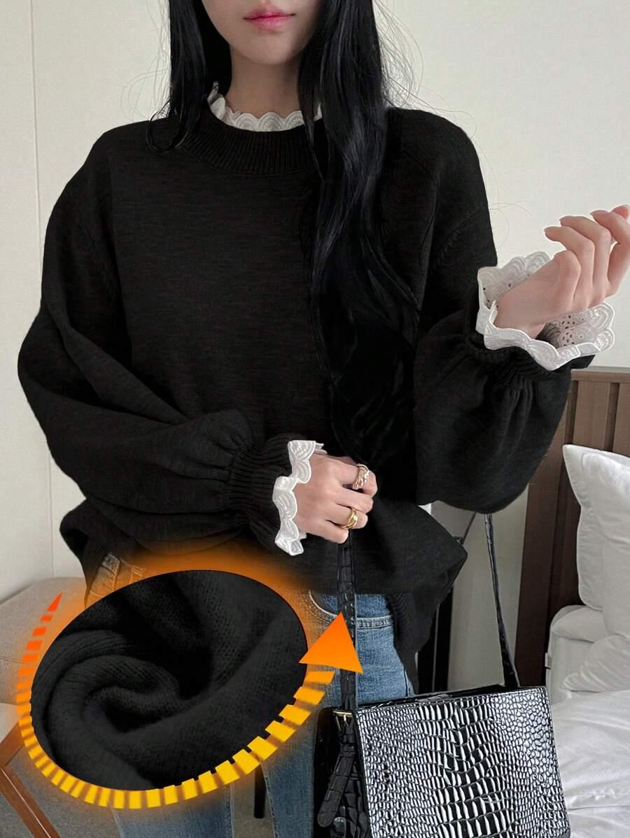 CZARNY SWETER ZDOBIENIE